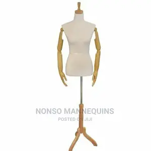 Female Fabric Torso Dressform With Wooden Arms