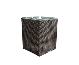 Rattan Garden Square Glass Table