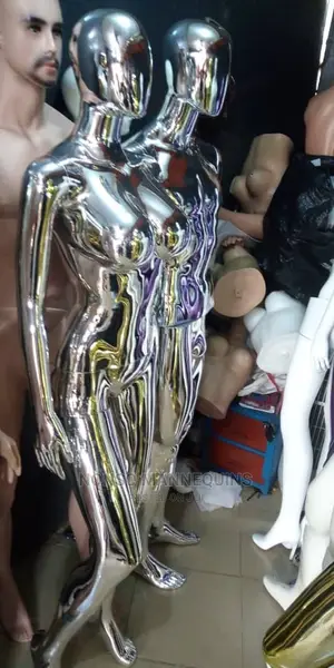 Silver Chrome Male and Female Mannequins