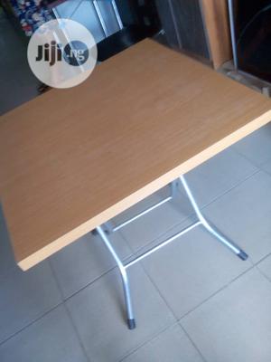 Wooden Table With Metal Table