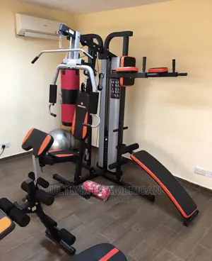 Station Gym With Sit-Up Bench Punching Bag