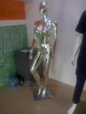 Silver Chrome Female Big Breast Mannequinss