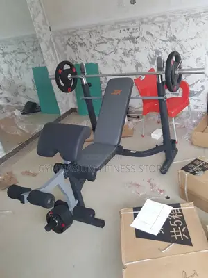 Commercial Bench Press With Curl Pad and 50kg Barbell6623