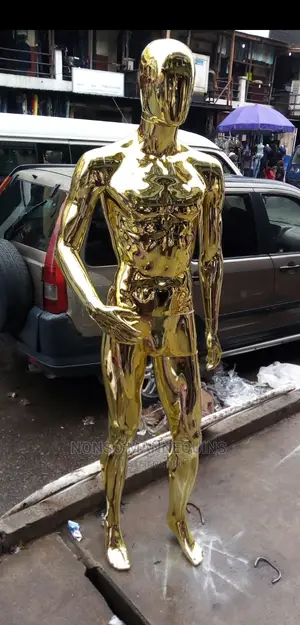 Huge Body Gold Chrome Male Cloth Display Mannequin