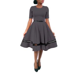 Grey Skater Net Detail Dress