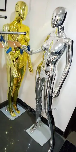 Silver Gold Chrome Female Egg Face Detachable Mannequins