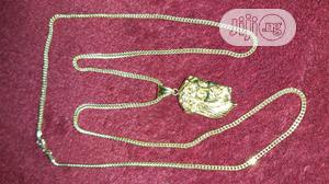 Pure 18karat Gold Necklace Franco With Jesus Piece Pendant