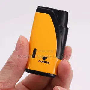 Cohiba Yellow Metal Gas Butane 2 Torch Jet Flame Lighter