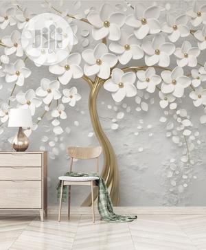 8d Custom White Tree Design Wall Mural