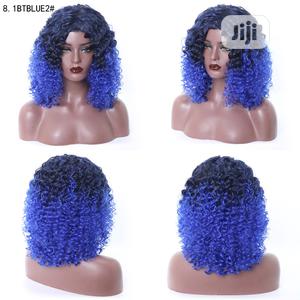 Sapphire Blue Black Hair Short Sliky Wigs