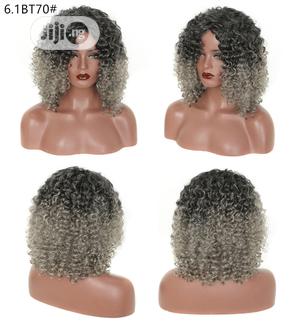 Black Dark Short Curly Wave Grandma Gray Hair Wig
