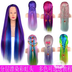 Straight Braiding Model Head Rainbow Mannequin Hair