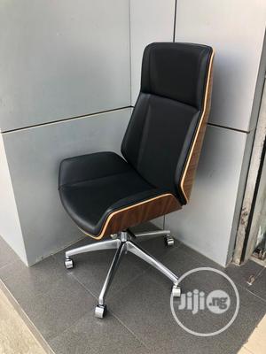 Executive Leather Chair With Wooden Back