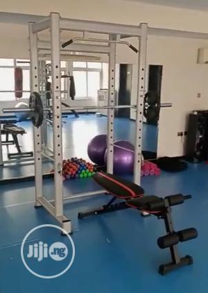 Squat Rack With Adjustable Bench +Olympic Bar +20kg Weight