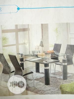 4 Chairs Glass Dining Table