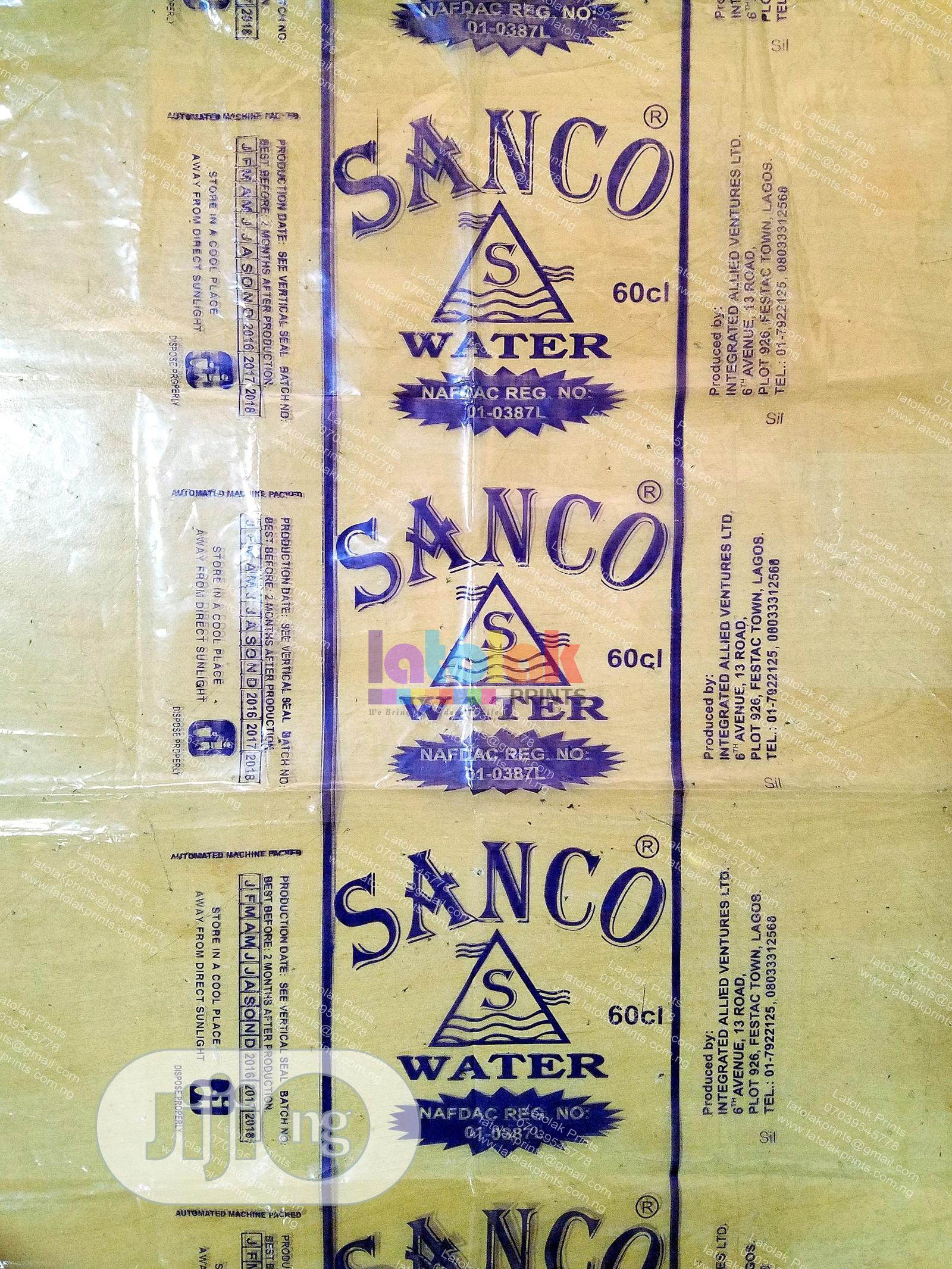 Archive Pure Water Sachet Nylon Printing in AdoOdo/Ota