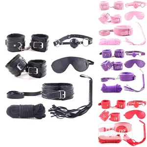 Leather Blinder Hand Foot Cuff Whip Rope Collar Sex BDSM
