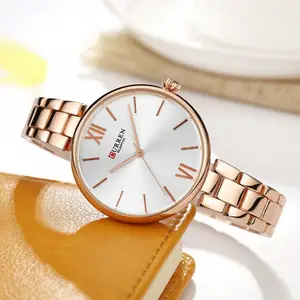 Elegant Curren Gold Ladies Gift Wristwatches