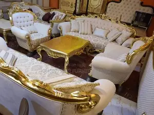 Italian Sofas Chairs by 7 Seaters With Center Table and 2 Side Stools