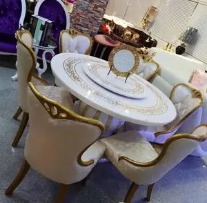 Italian Round Marble Dining Table With 6 Chairs
