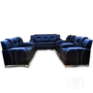 7 Seater Black Executive Leather Sofa