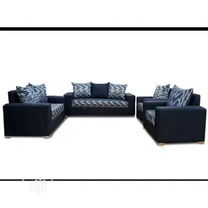 7 Seater Black Stripe Zebra Sofa With Pillow Back