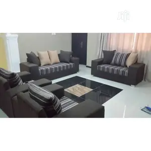 7 Seater Brown Stripe Sofa