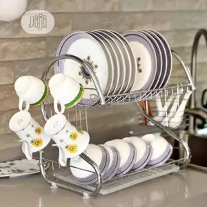 2 Layers Dish Drainer With Utensils and Glass Holder