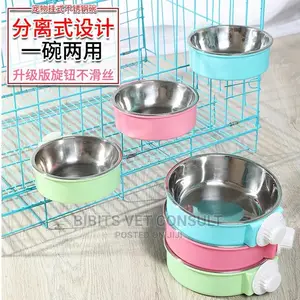 2 In 1 Candy Color Stainless Steel Pet Hanging Bowl