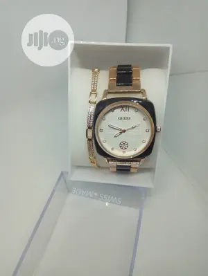 Guess Female Exotic Wrist Watch With Hand Chain - Black