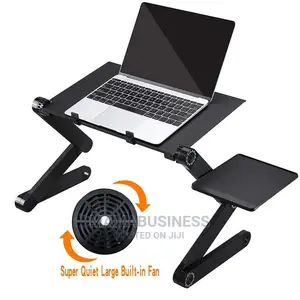 T8 Adjustable Laptop Table Stand With Mouse Pad Cooler Fan