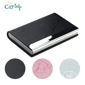 Business Card Holder Luxury PU Leather and Stainless Steel