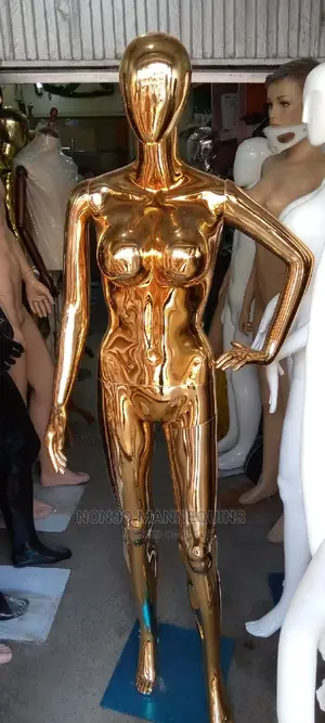 Busty Rose Gold Chrome Female Mannequins