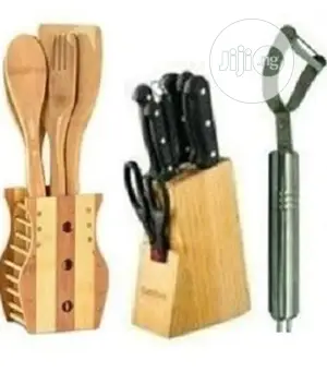 Sets of Knifes+Wooden Kitchen Utensil Set+ Peeler