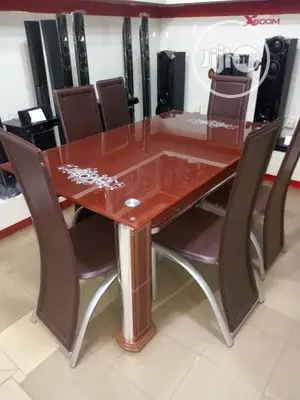 Quality 6 Seater Glass Top Dining Table.