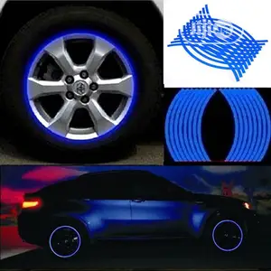 18 Strips Motorcycle Car Wheel Stickers Reflective Rim Tape
