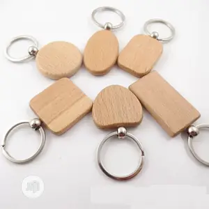 12pcs Blank Round Rectangle Wooden Key