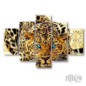 Blue Eyes Leopard Canvas Wall Art Clock