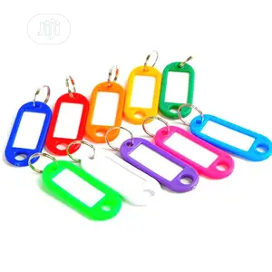 50pcs Random Color Plastic Keychain Blank Key Ring Name