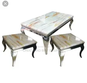 Marble Top Center Table and Side Stools