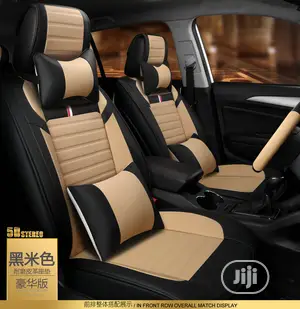 Cream Black Leather Seat Covers for Cars