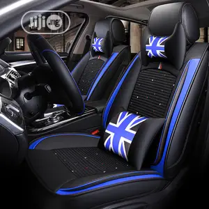 Blue and Black Leather Car Interior Seat Covers