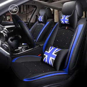Full Leather Black Blue Ice Silk Car Seat Covers