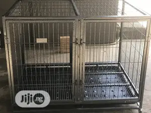 Galvanized Collasible Metal Dog Cage Two Partition Xlarge