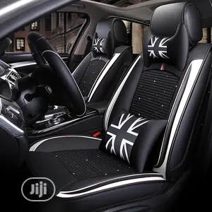 Black Unique White Genuine Leather Car Seat Interior Cover