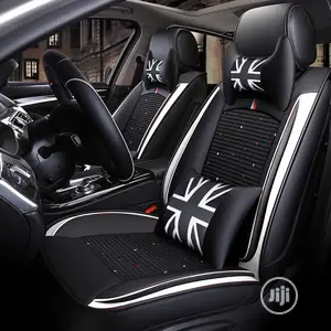 Black Slight White Genuine Leather Car Seat Cover