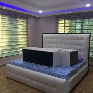 New Modern Padded Bed Frame With 2 Bedside