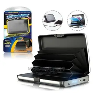 Rfid Blocking E-Charge Wallet With Power Bank - Silver