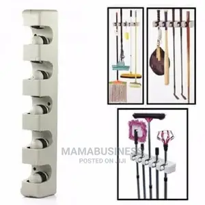 Wall Mounted Mop and Broom Holder - Grey