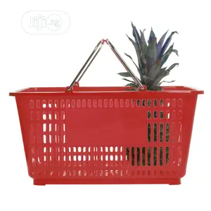 Imported Plastic Shopping Mall Basket With Steel Handle Hand
